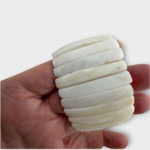 Vintage Faceted Mother-of-Pearl Wide Bracelet